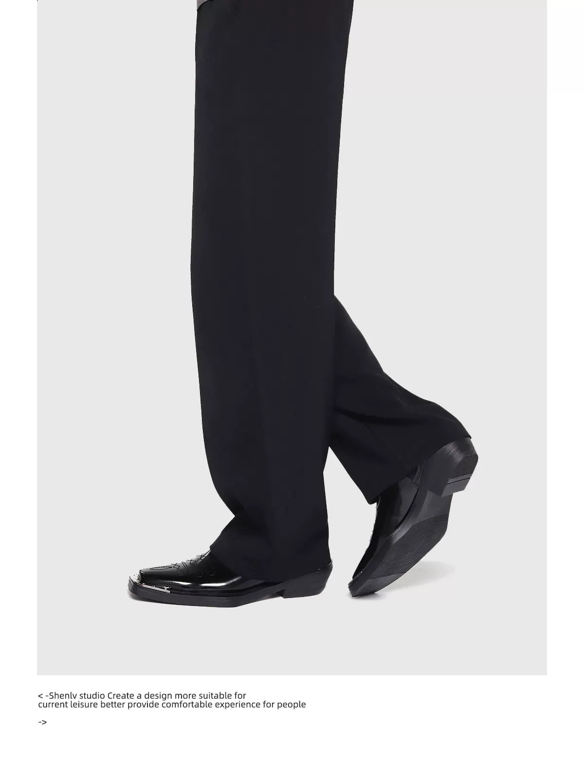 SHENLV STUDIO Square Head Embroidery One-pedal High-heeled Leather Shoes