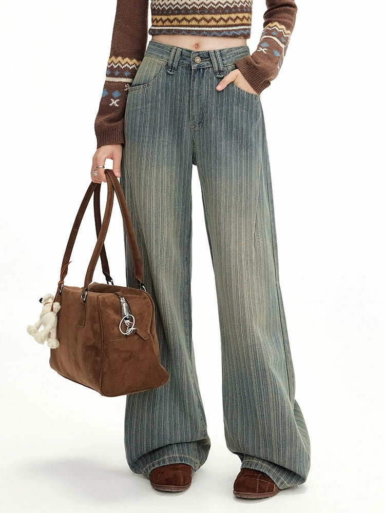 UNIFREE Wide-leg Striped Jeans