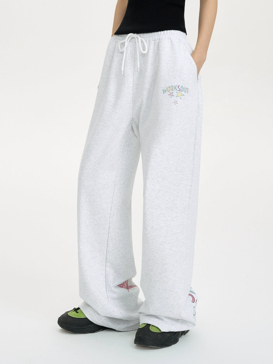 NICEBAD graffiti font star print sweatpants