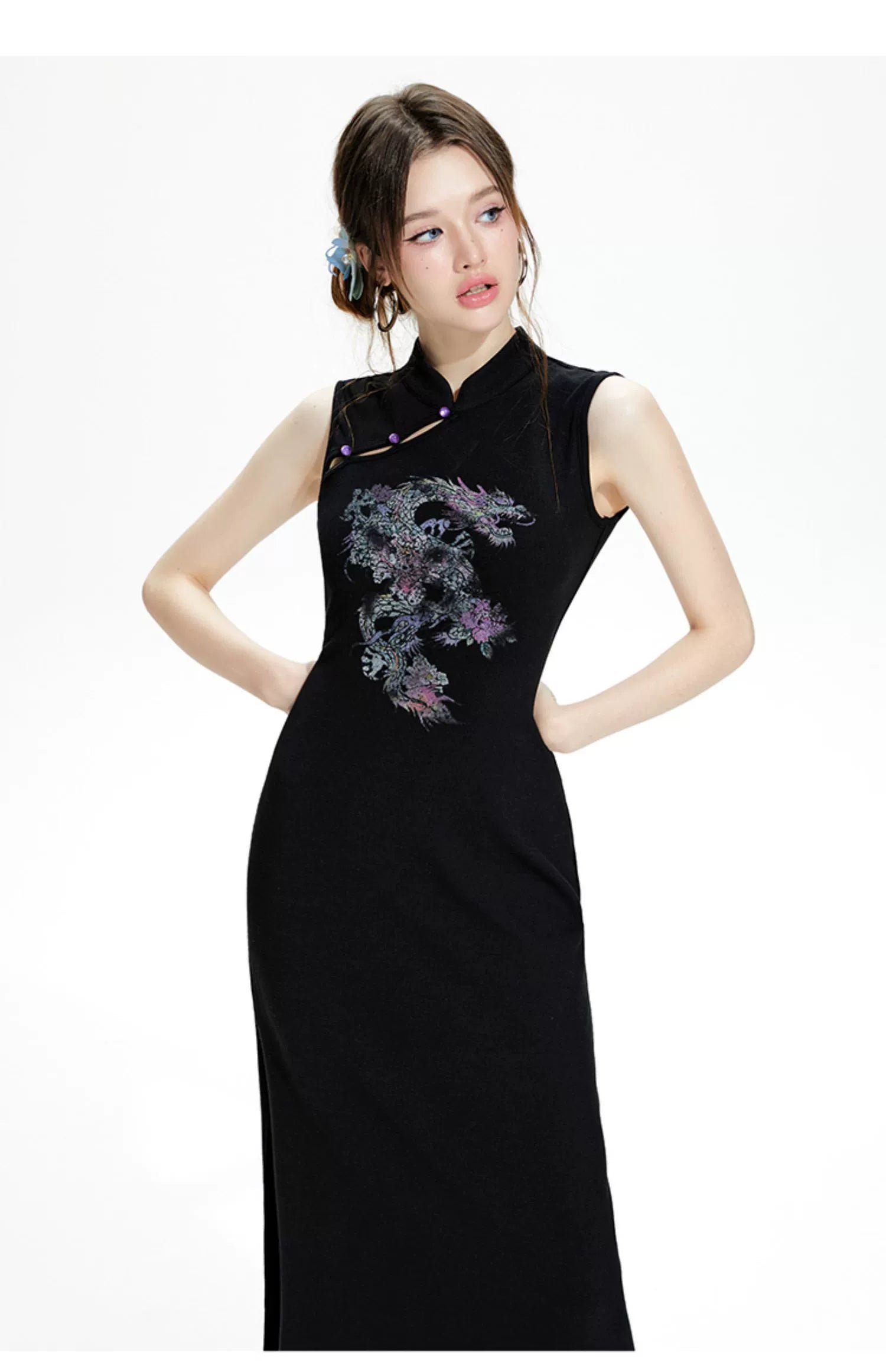 Imone National Style Dragon Print New Chinese Cheongsam Dress