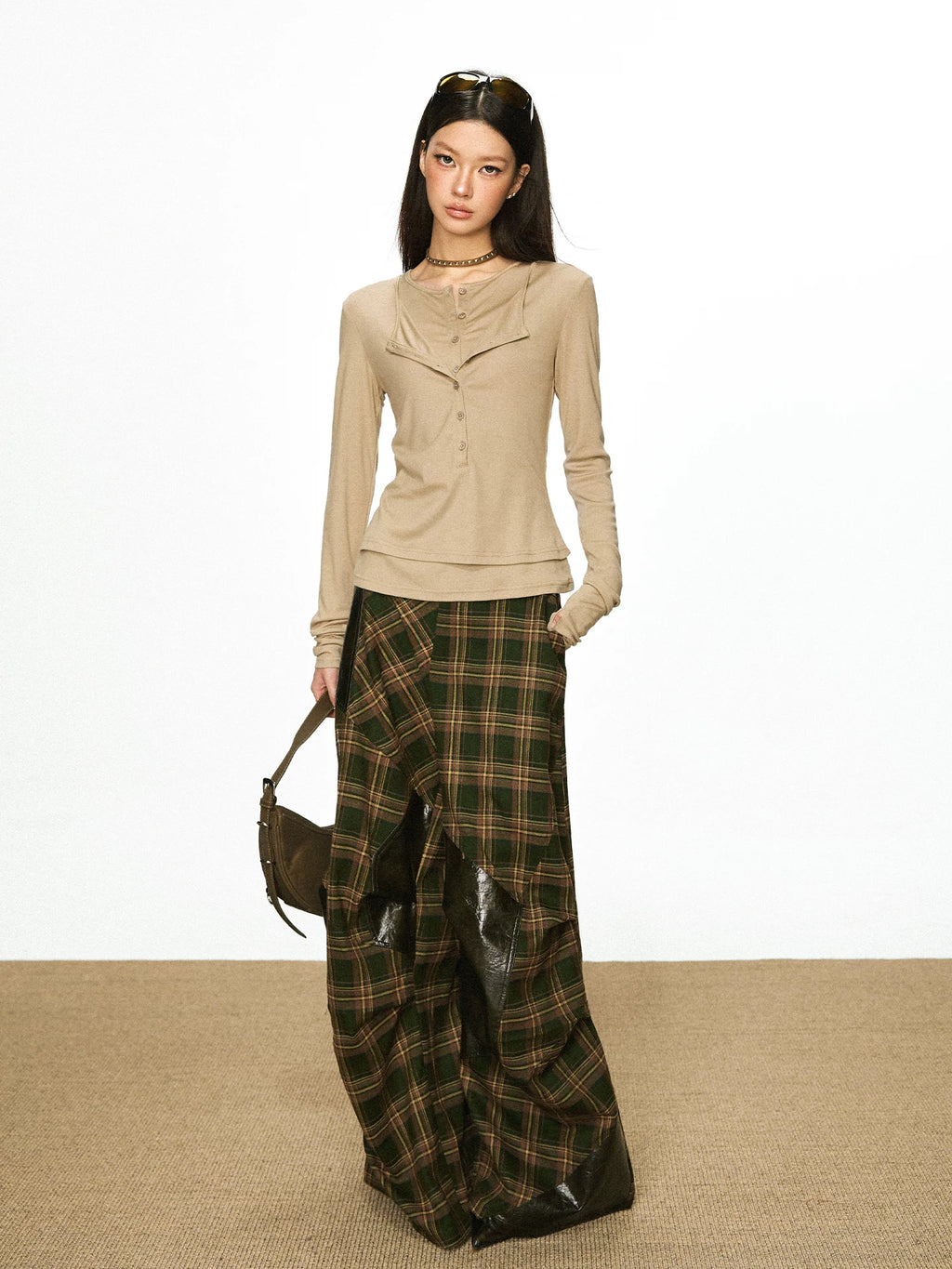 Cherry Melody Henry Shirt Collar Fake Two Long Sleeves