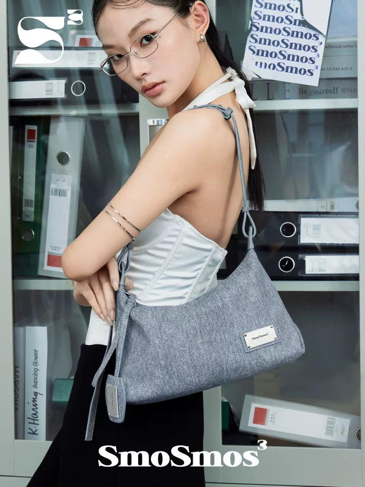 SmoSmos Niche Denim Shoulder Crossbody Armpit Bag