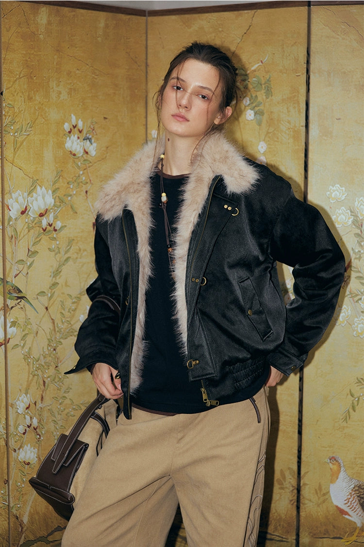 KREATE Aircraft Buckle Pu Leather Jacket