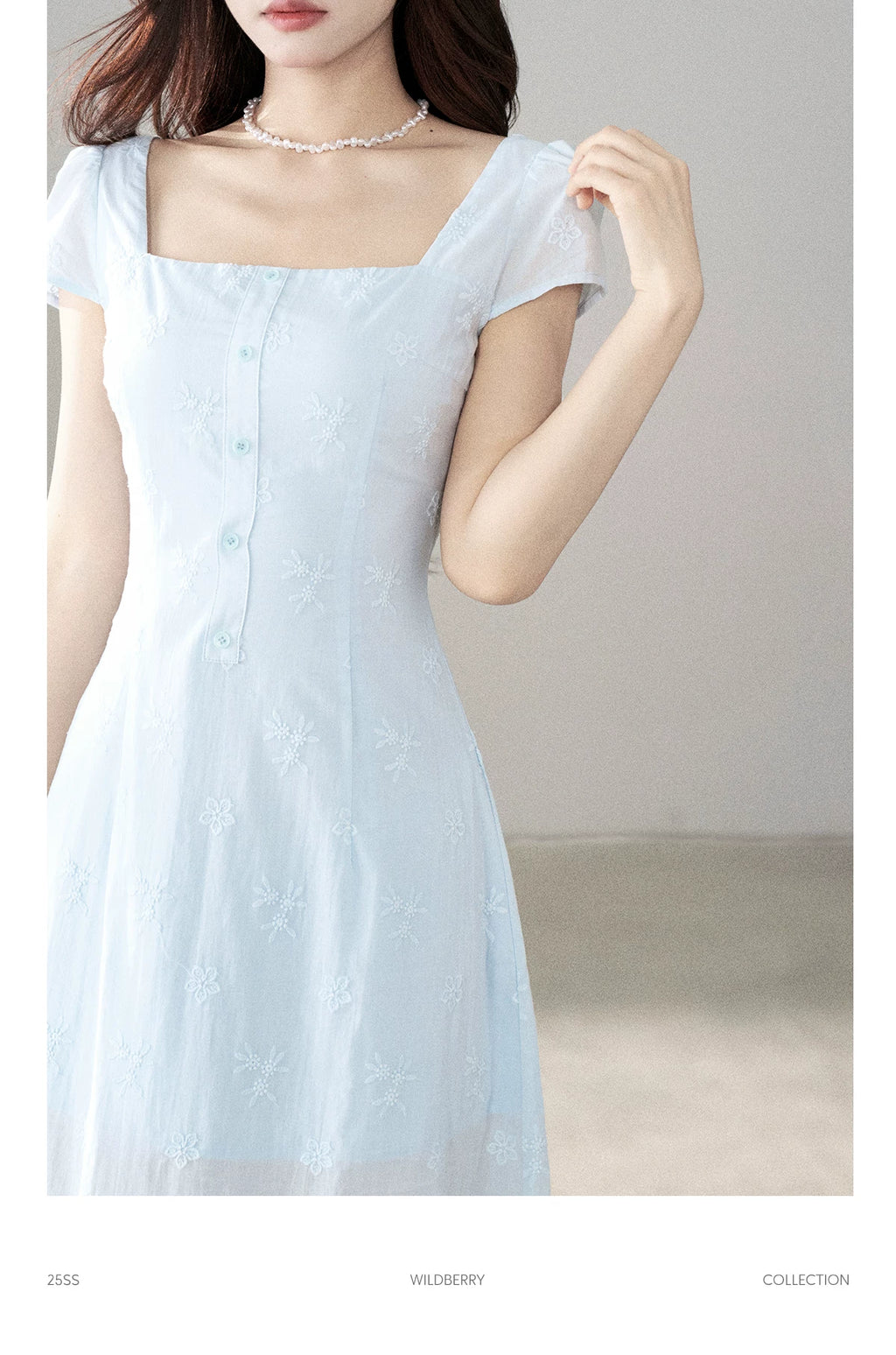 Wildberry Square Neck Korean Temperament Long Skirt