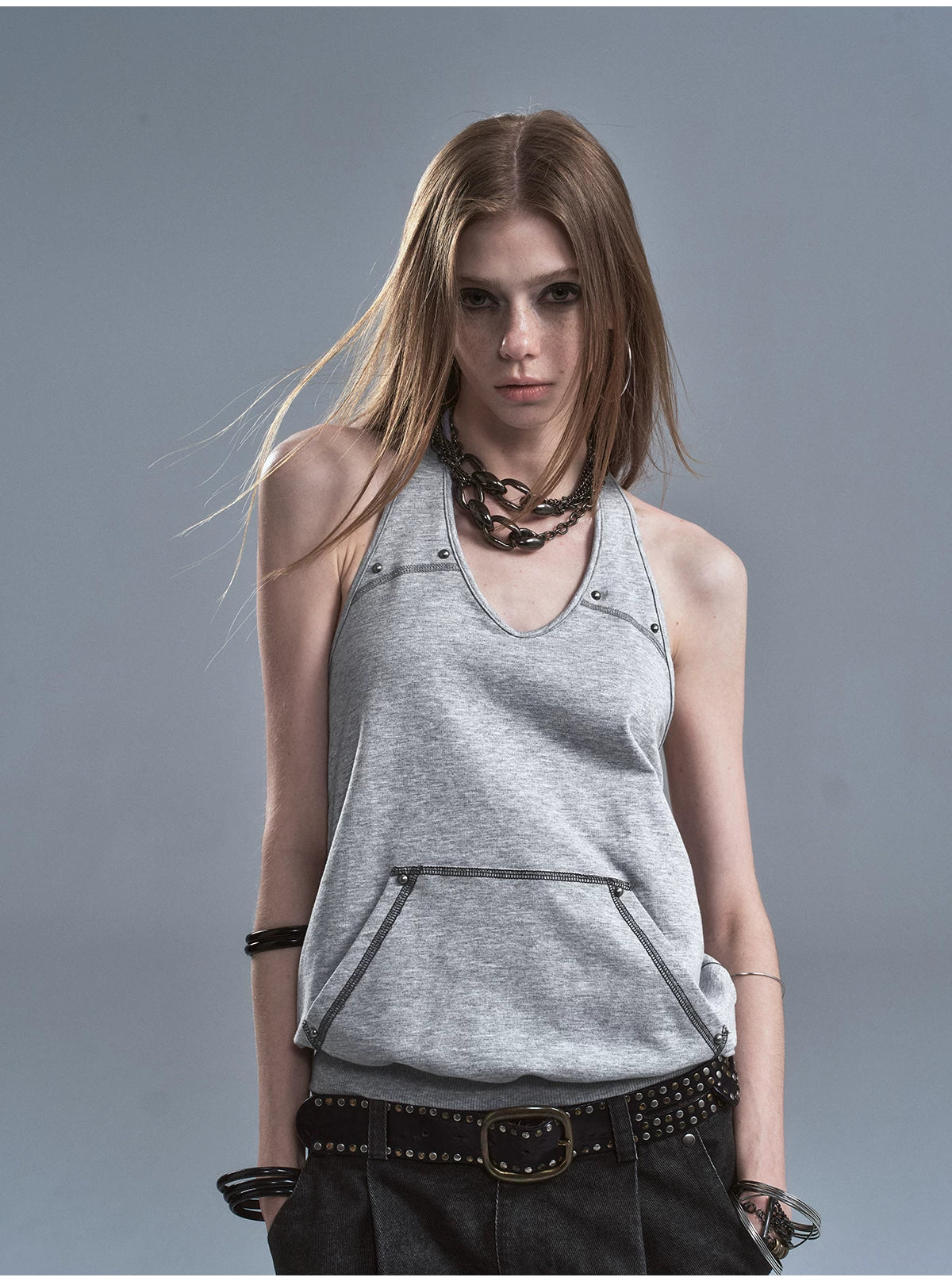 WearAndtear Neck Halter Contrasting Vest