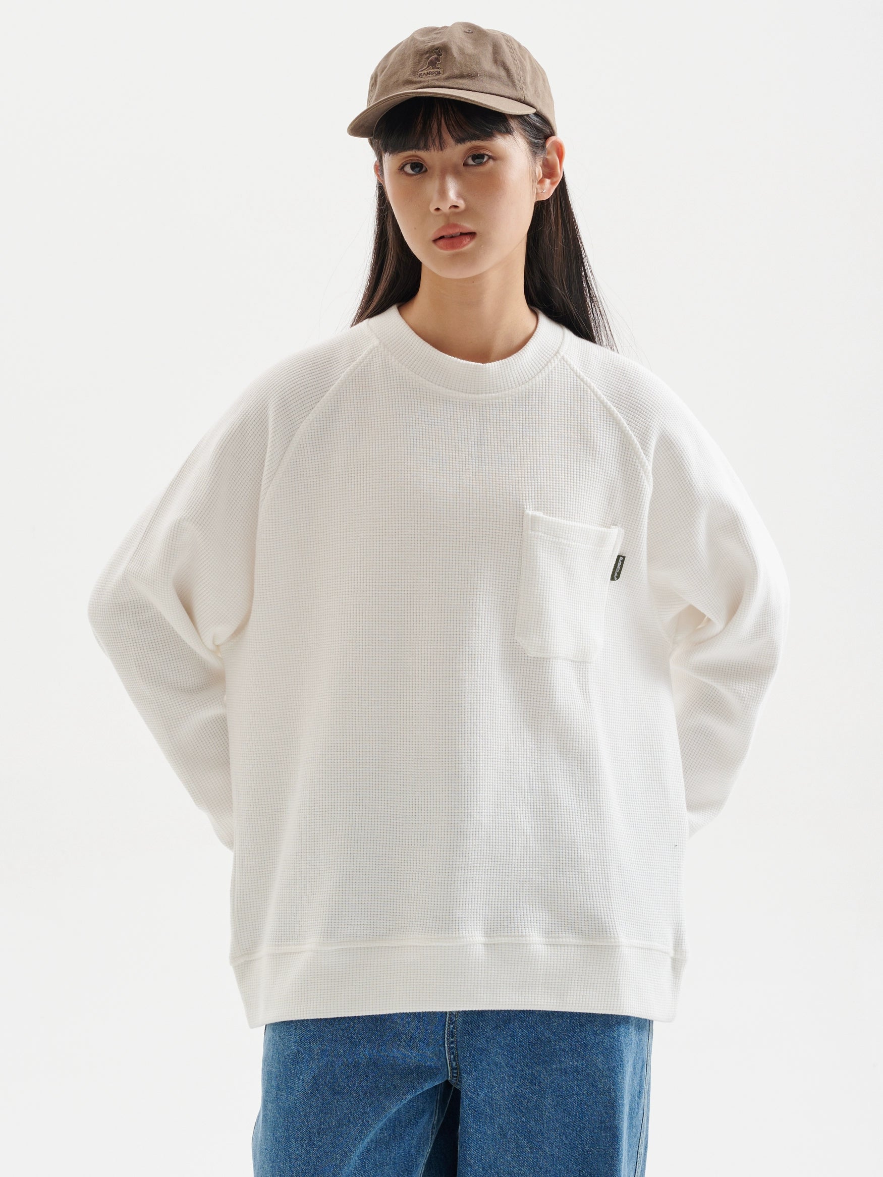 BUTTBILL 380G Japanese waffle Pure Cotton inner long-sleeve Tee