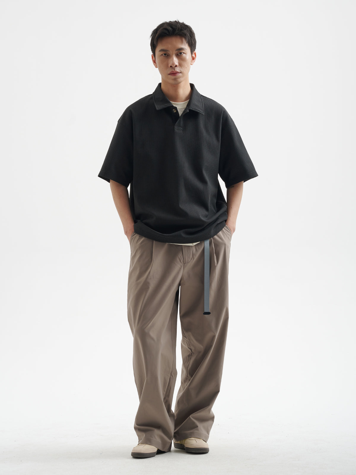 BUTTBILL 25SS Vintage commuter solotex waffle polo shirt