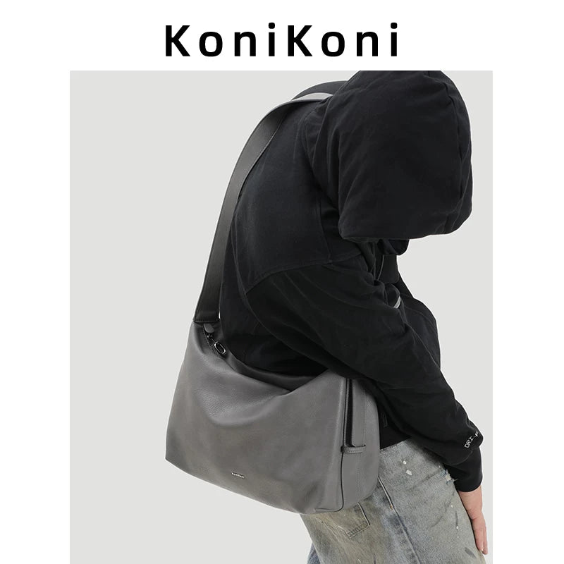 KoniKoni Leather Crossbody Tote Bag