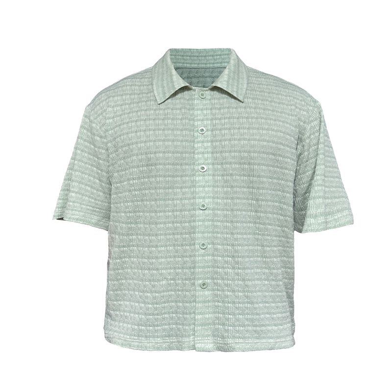 JCAESAR Striped Knitted Loose Short-sleeved Shirt