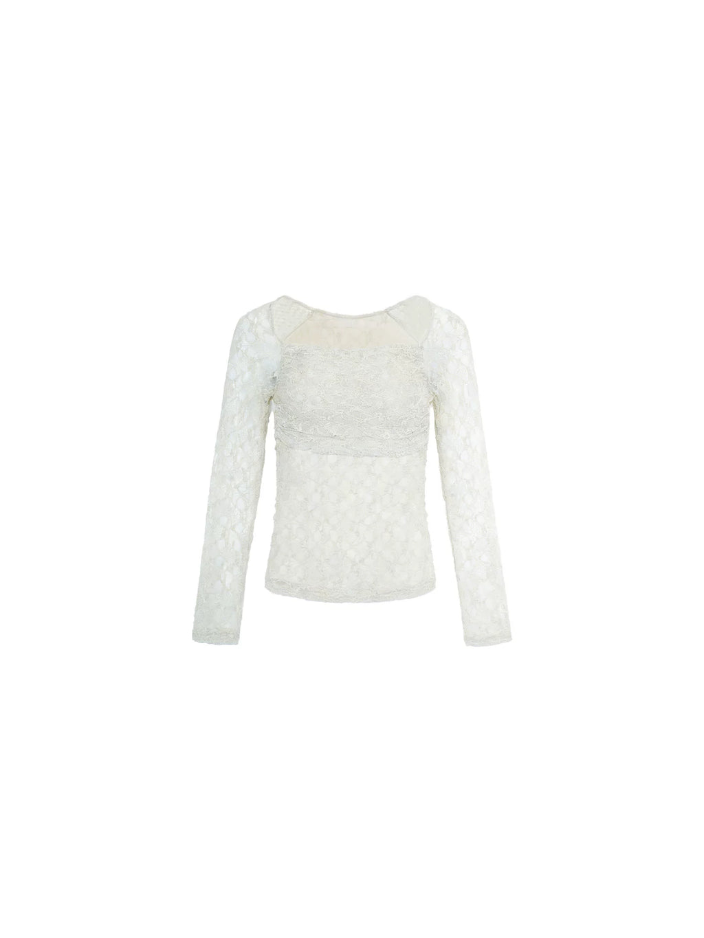 KELIFAN Retro Square Neck Lace Hollowed Out Long Sleeves
