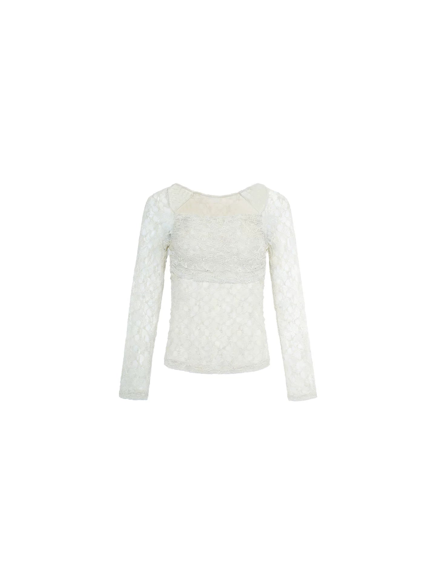 KELIFAN Retro Square Neck Lace Hollowed Out Long Sleeves
