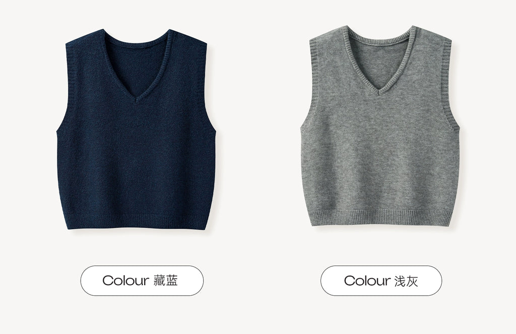 Cantonstory Vintage V-Neck Knitted Vest