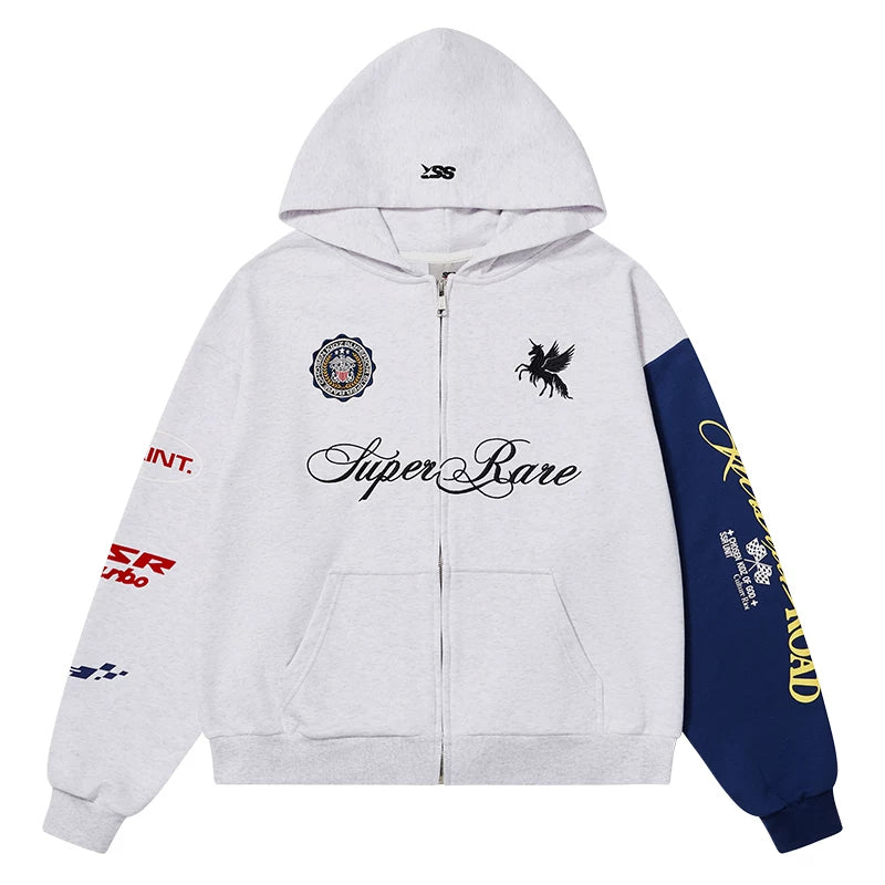 SSR Logo Embroidery Stitching Contrasting Sweater Jacket