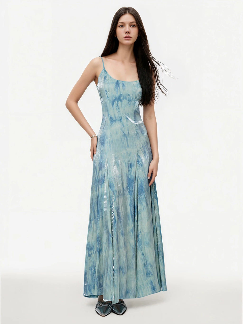 FUNOFF Retro Streamer Smudge Suspender Waist Dress