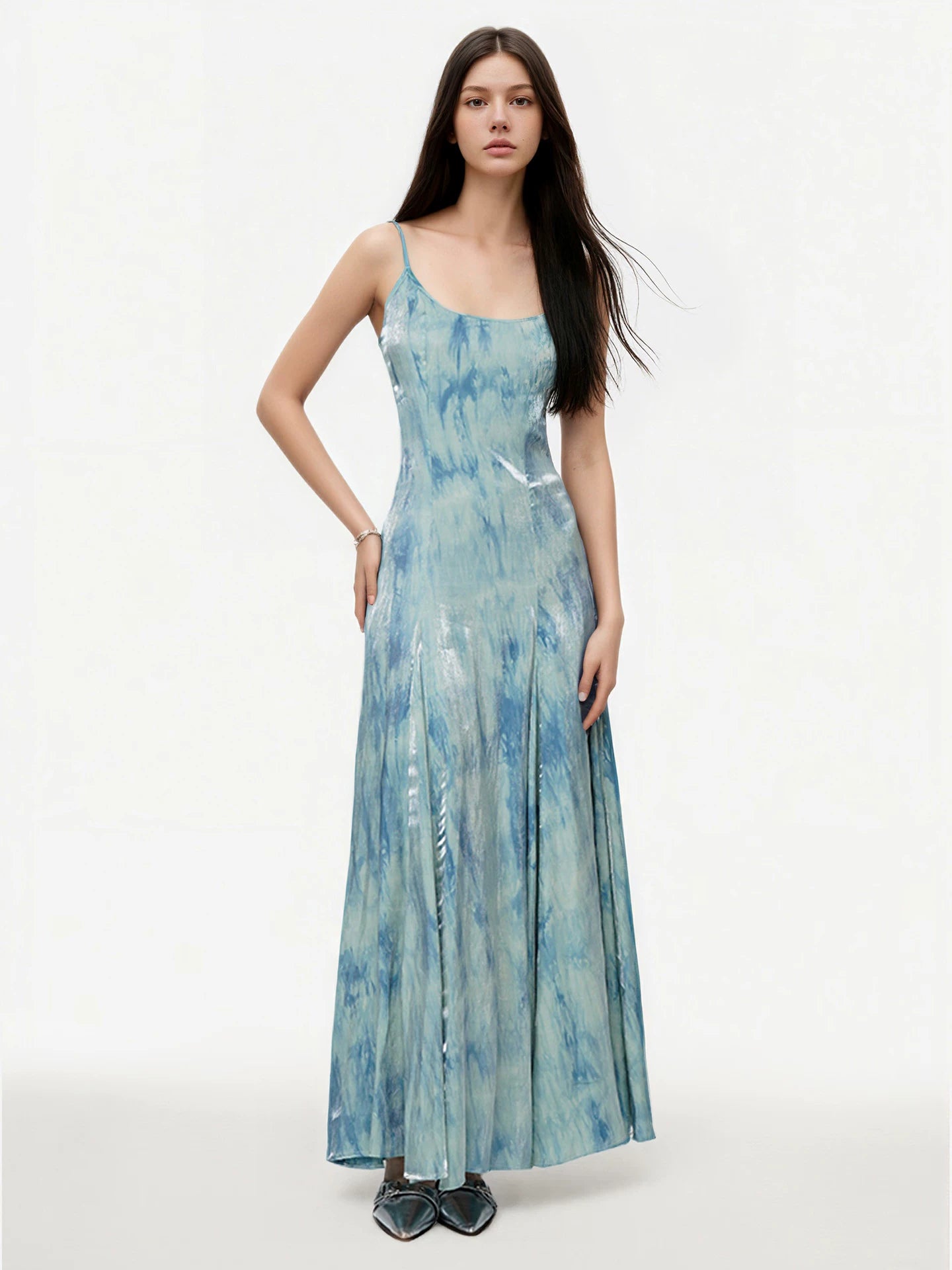 FUNOFF Retro Streamer Smudge Suspender Waist Dress