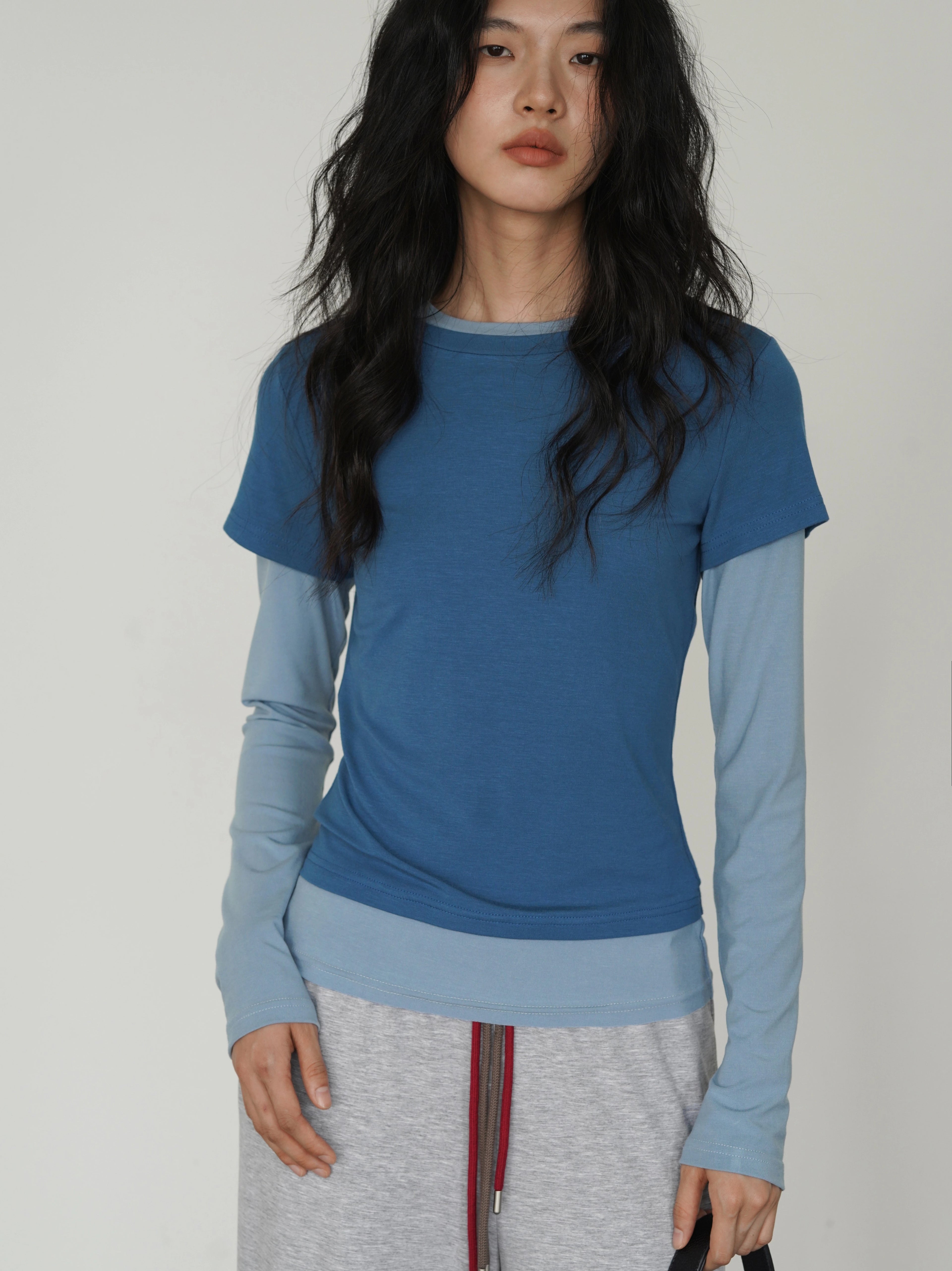 EIGHTHMONTH Contrast Fake Two-piece Versatile Splicing Long Sleeve