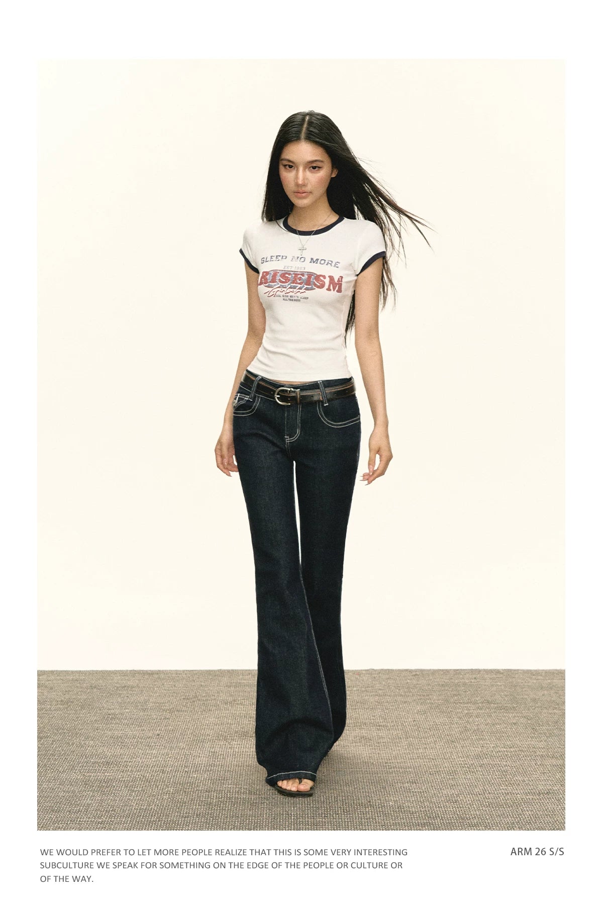 Ariseism Contrasting Color Splicing Slim Short Tee