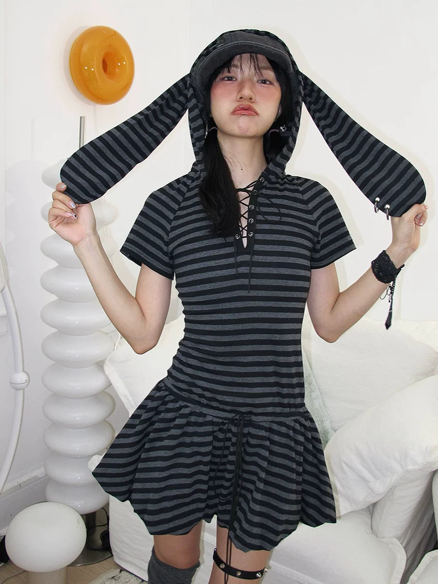 Enteralt Striped Stretch Waist Slim Dress