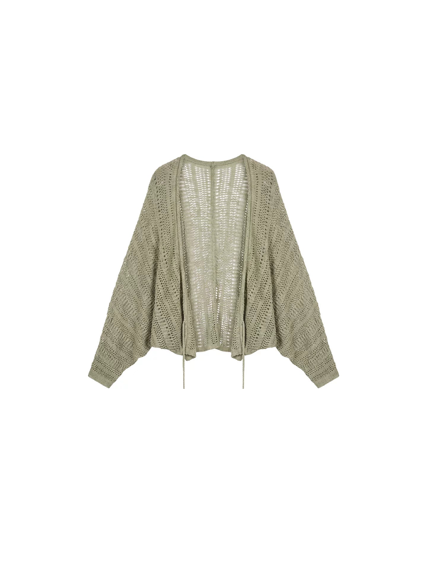 KELIFAN Retro Hollow Lace-up Long-sleeved Knitted Cardigan
