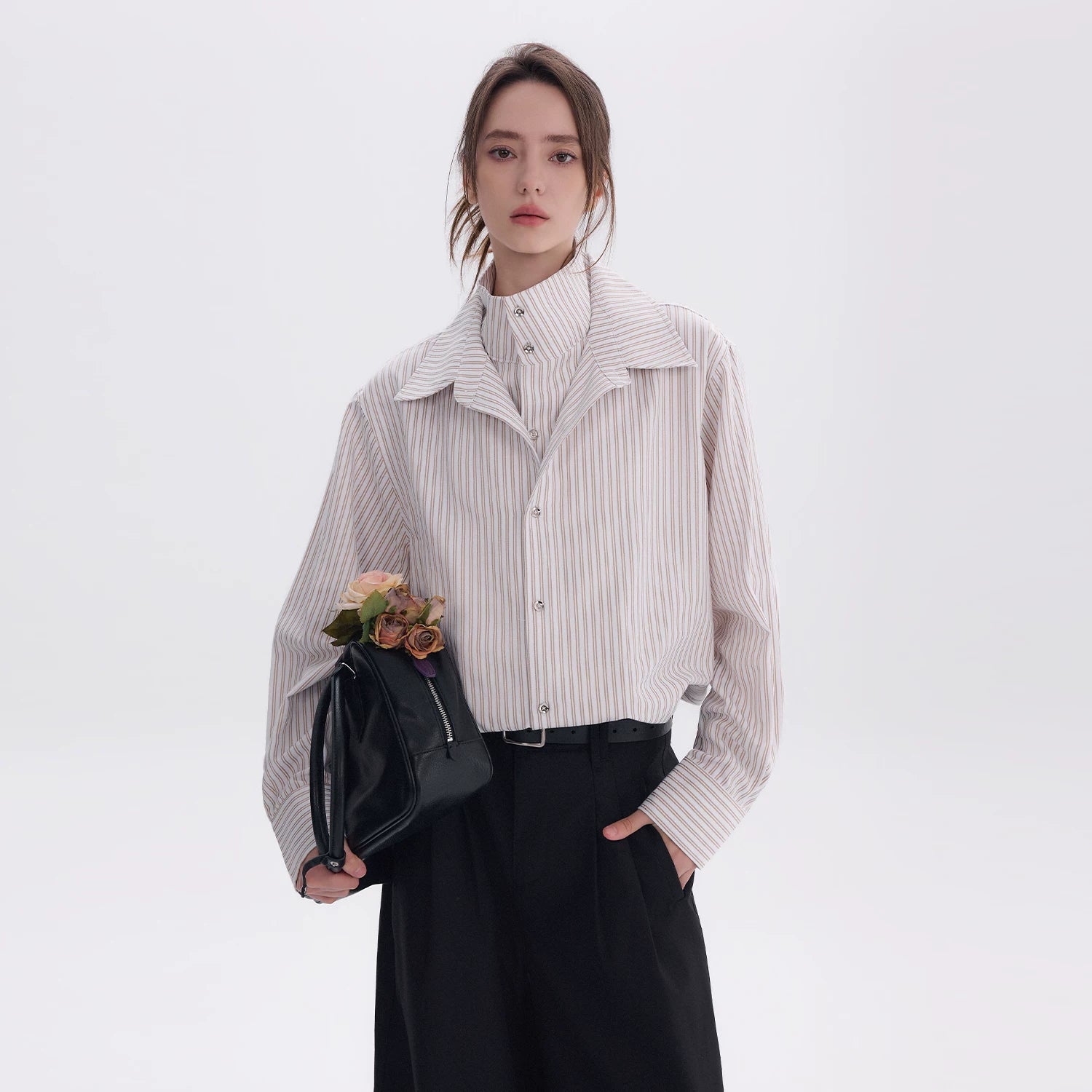 CHOR Fake Two-piece Striped Long-sleeved Shirt