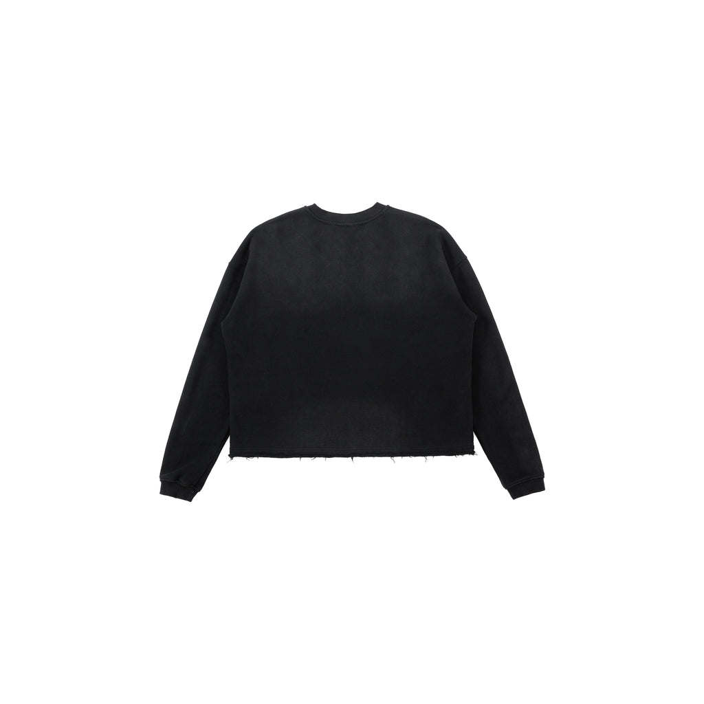 PLUS NO LOGO Old Damaged Hem Loose Edge Sweater