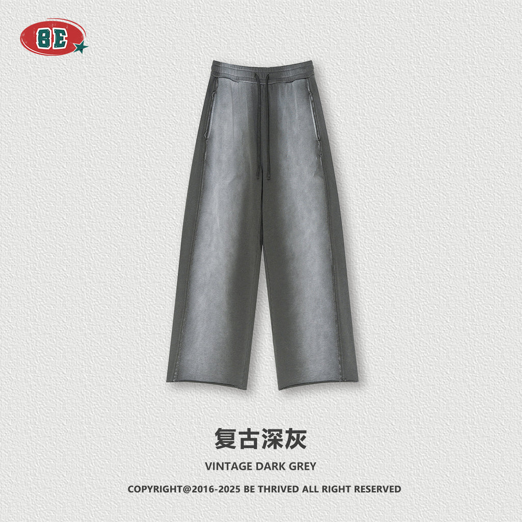 BE Gradual Change Hole Hooded Sweater Straight Pants Two-piece Set