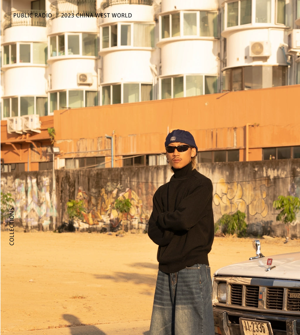 PUBLICRADIO Retro Silhouette Washed Denim Cropped Shorts