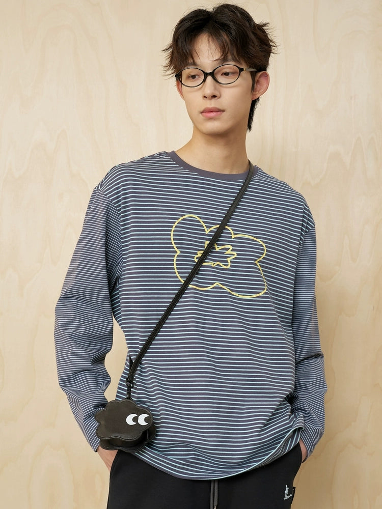 MoodLikeMe Irregular Striped Splicing Long Sleeve