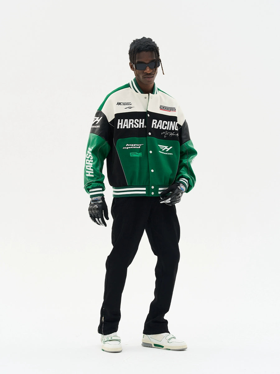 Harshandcruel Retro Locomotive Woolen Racing Baseball Jersey