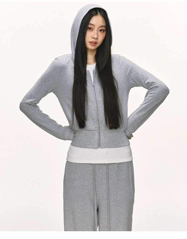 Anna Aneae Hooded Short Sweater Jacket Casual Sports Suit