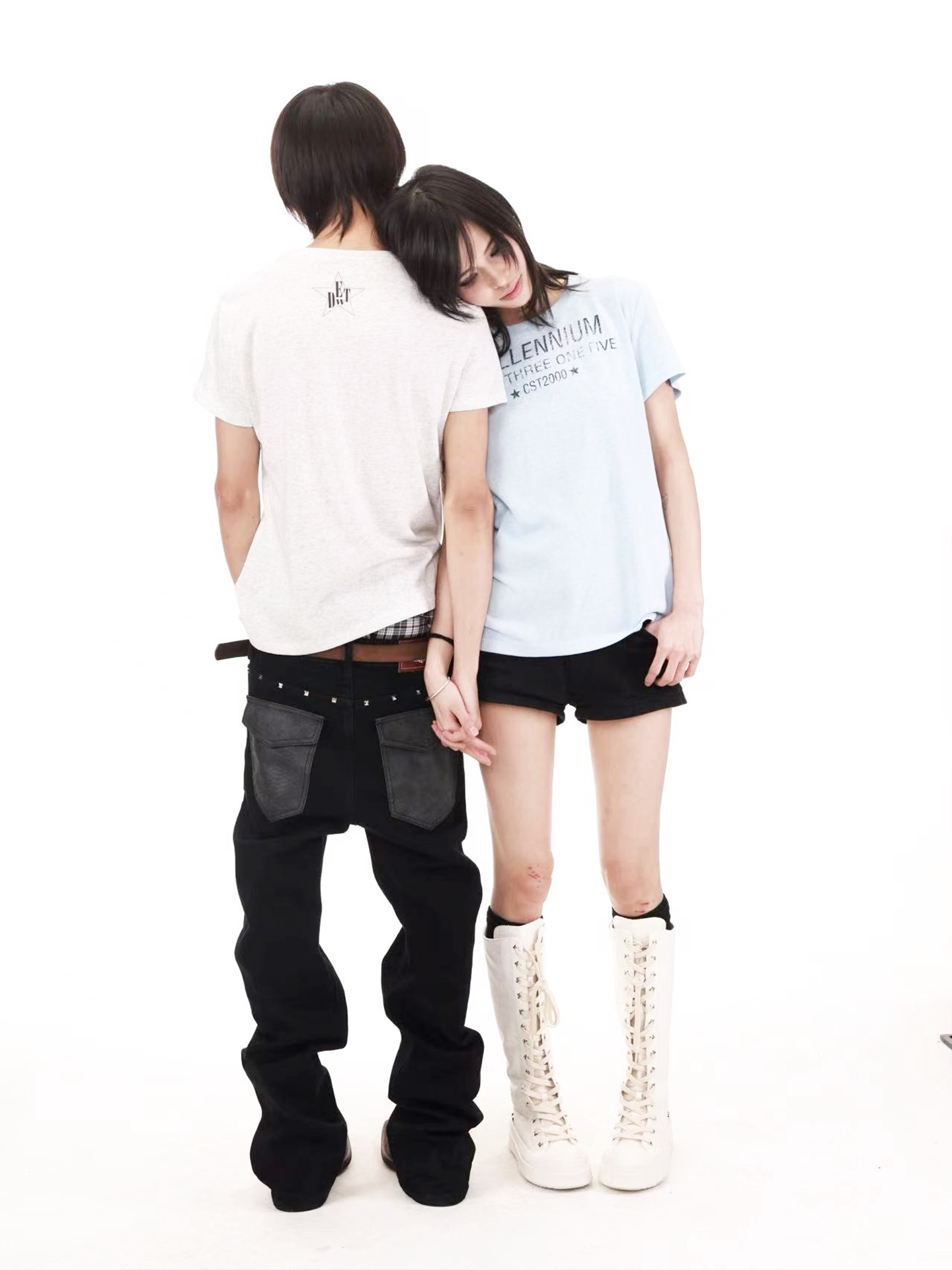 DETW Dark Pattern Five-star Destruction Slogan Front Shoulder Tee