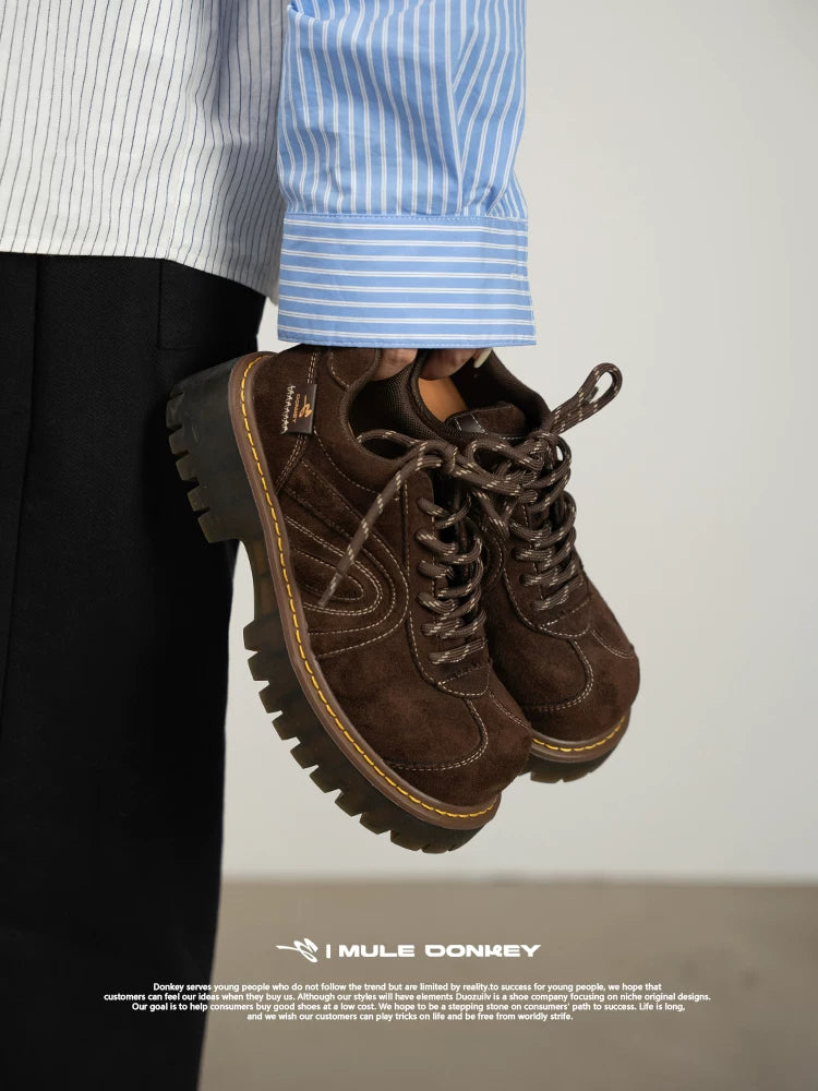 Donkey Retro Big Head Suede Platform Shoes