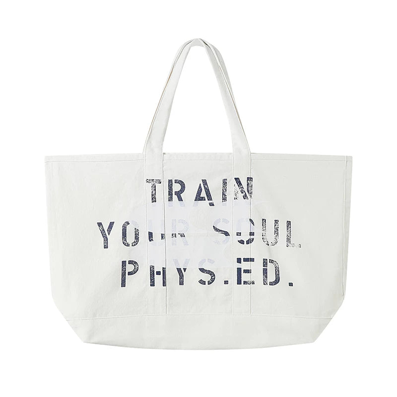 CryingCenter Vintage Alphabet Old Large Capacity Canvas Bag
