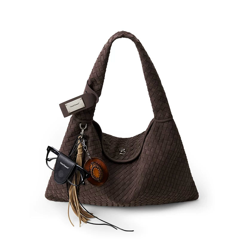 SmoSmos Frosted Leather Vintage Hobo Woven Bag Underarm Bag