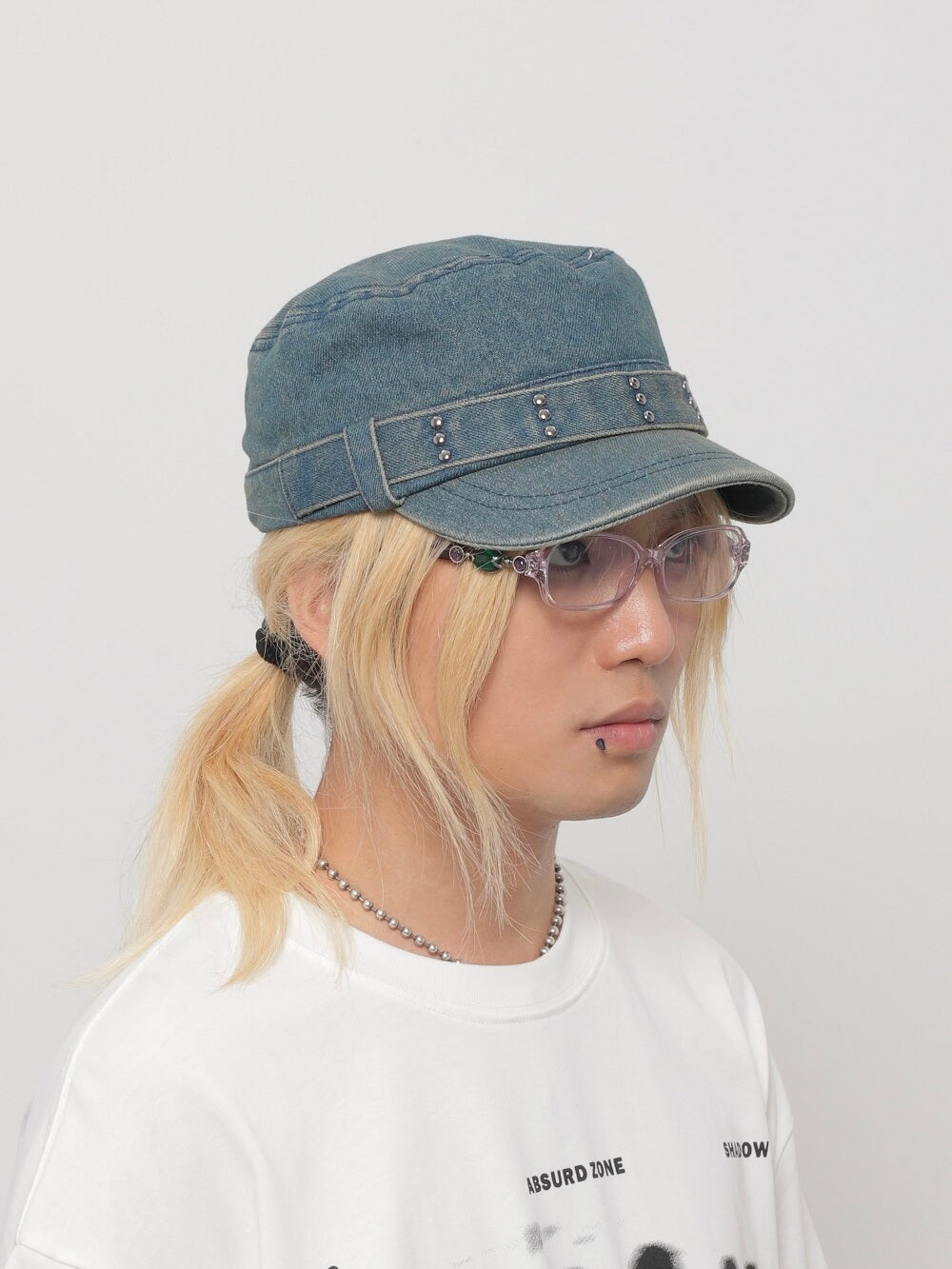 WORLDWIDE Vintage Rivet Subculture Denim Flat Top Cap