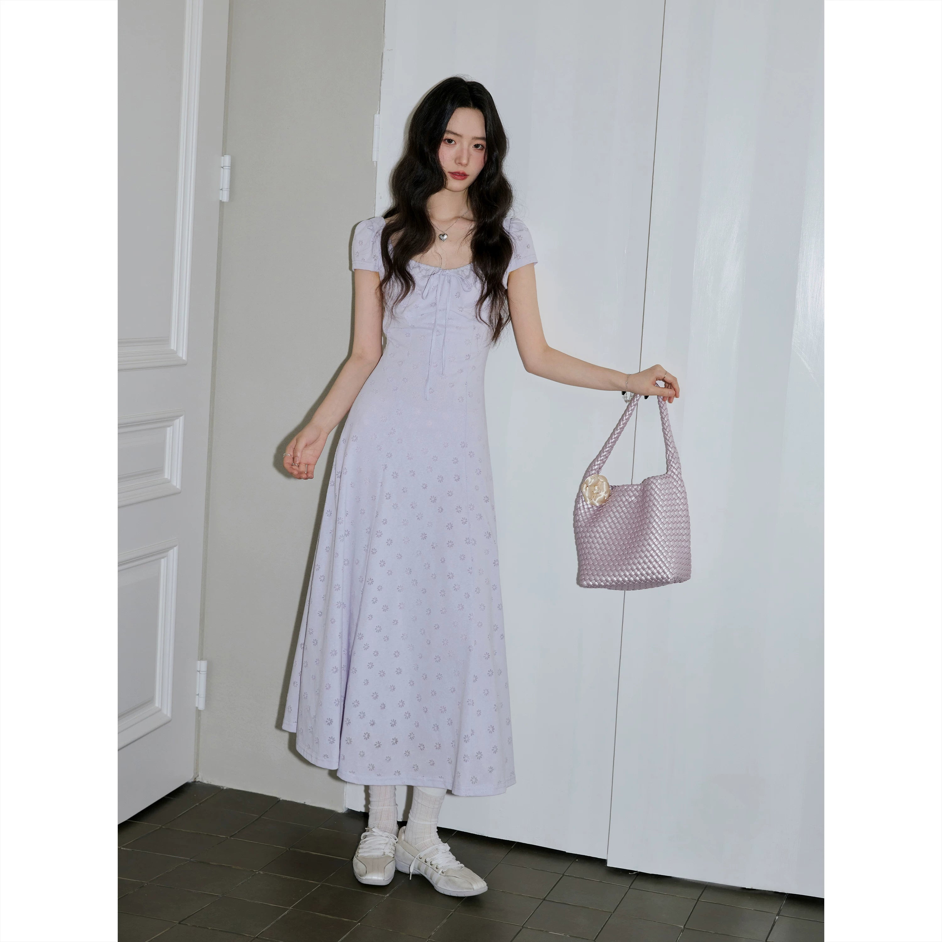 XUJING Floral Waist and Thin Dress