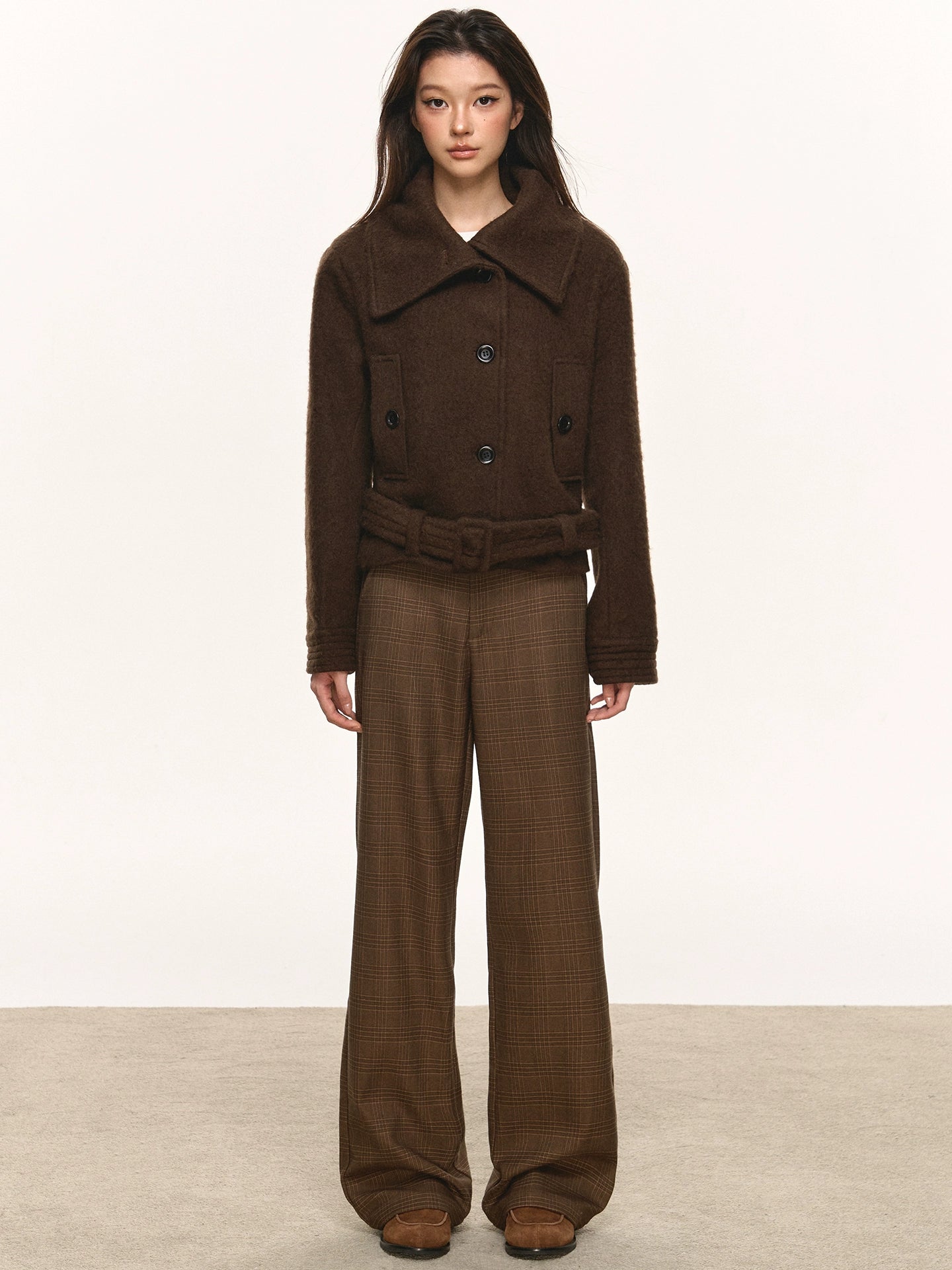 Anna aneae wool short double-sided woolen coat