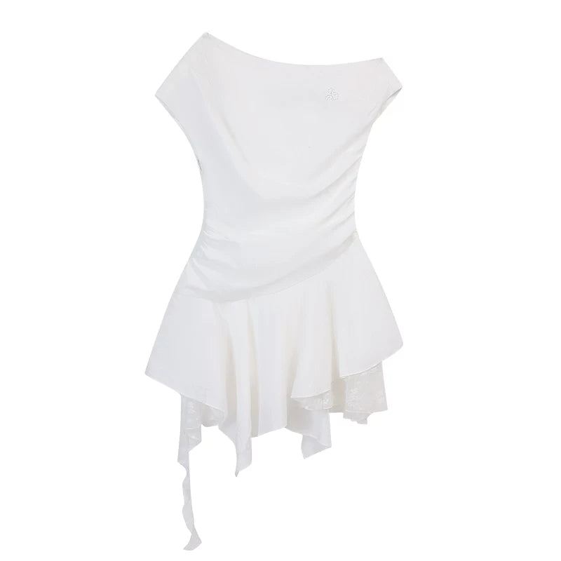 Ablueberry Lace Stitching Off-the-shoulder Dress