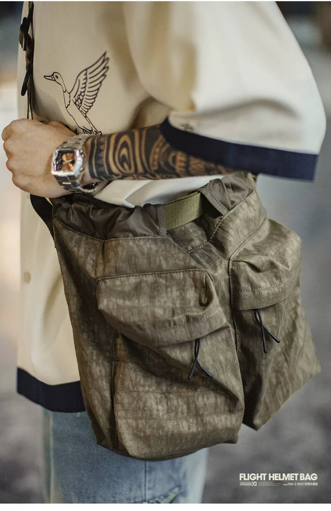 MADEN Retro Camouflage Large Capacity Messenger Bag