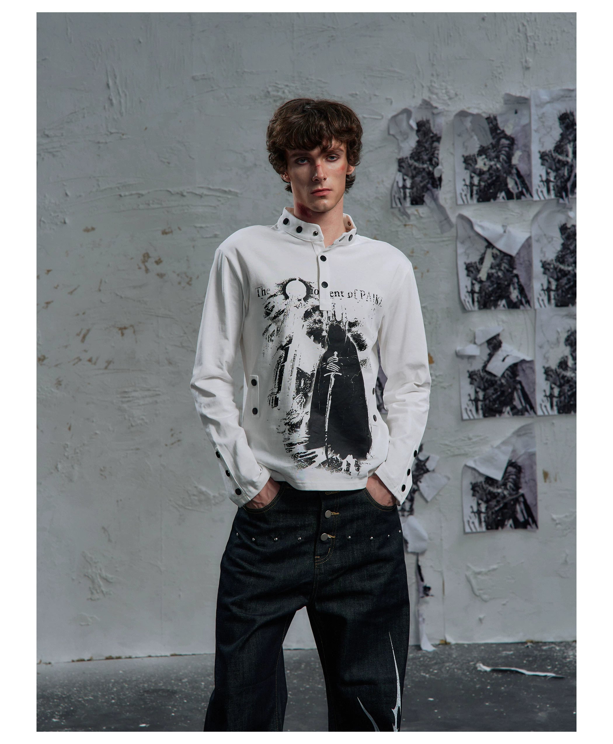 PAIKI Castle Print Casual Long Sleeve