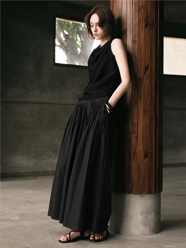 Giordano Pleated Semi-elastic Waist Wide-leg Trousers