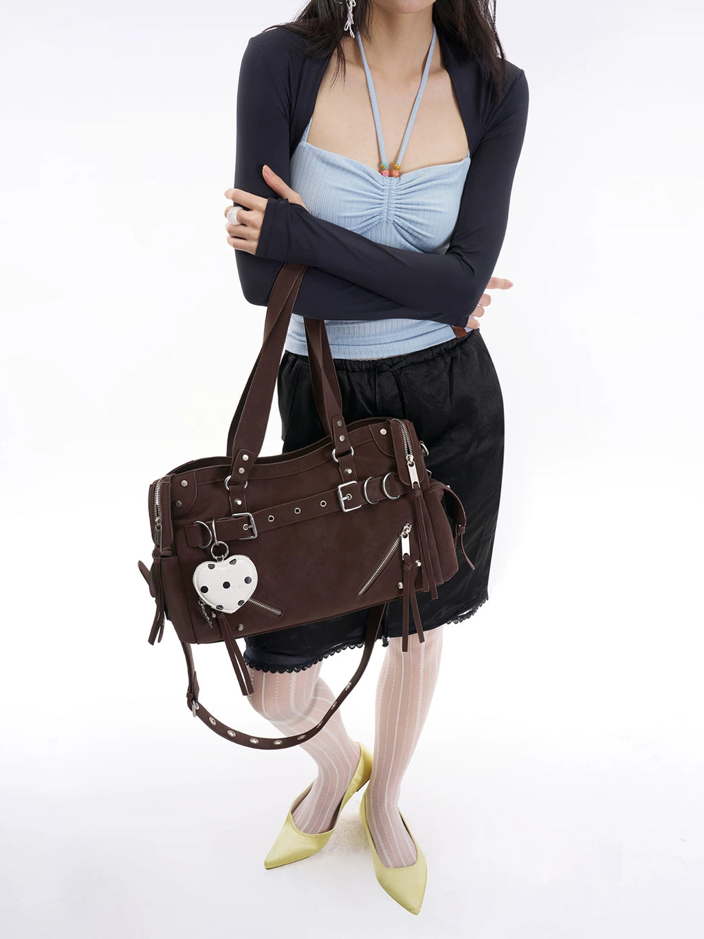 JANDRESS Rivet Large Capacity Shoulder Messenger Bag