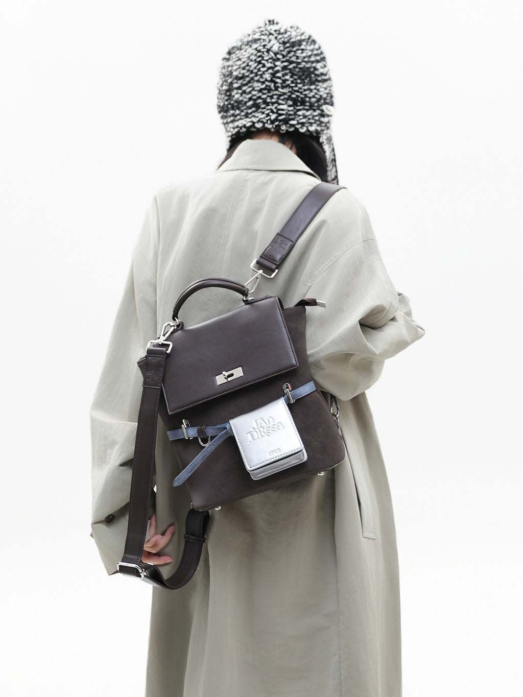 JANDRESS Vintage College Contrast Crossbody Backpack