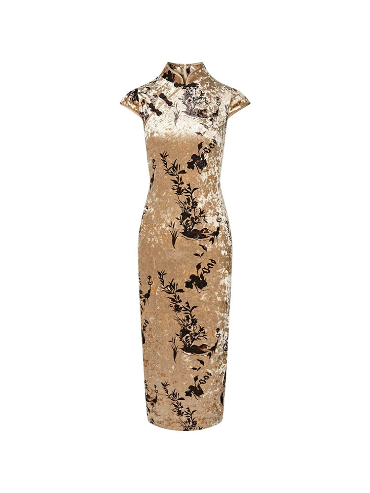 FINDYAWINGS New Chinese Velvet Cheongsam Dress