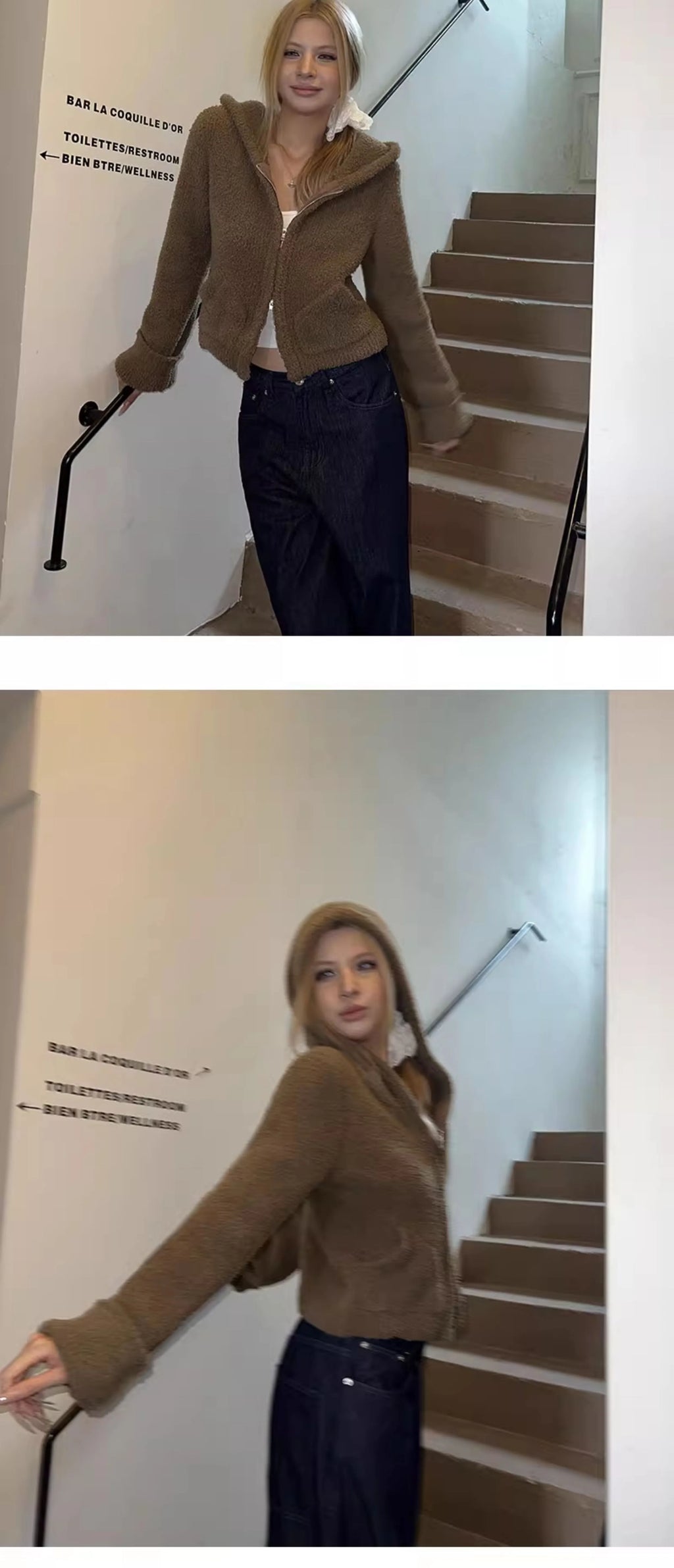 Audwyn Soft Waxy Vintage Hooded Double Zip Knitted Cardigan Jacket