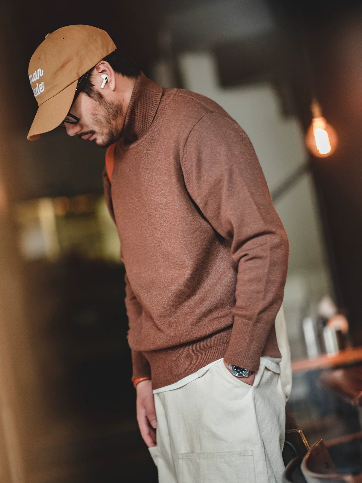 Madden Casual Solid Color Turtleneck Knitted Sweater