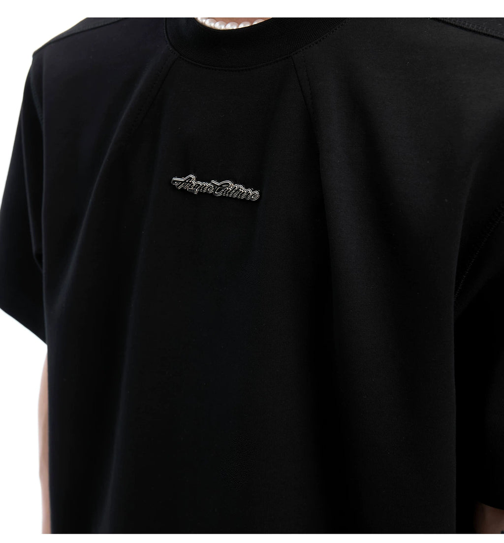 ArguECulturE Simple Round Neck Versatile Front Shoulder Tee