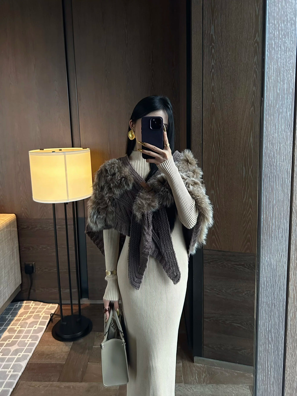 CHUYUQI Waist-knitted Semi-turtleneck Dress