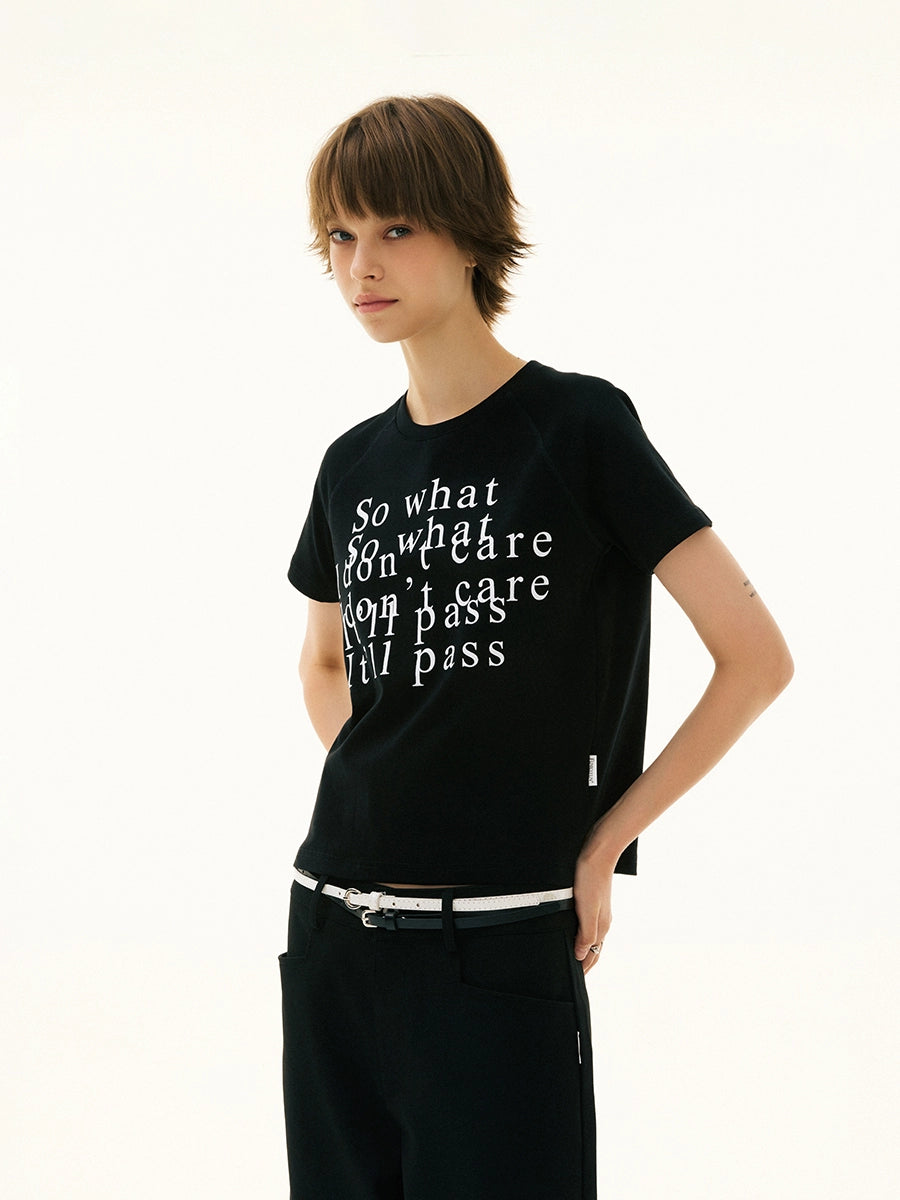 FUNKYFUN Slogan Shoulder Sleeve Loose Tee