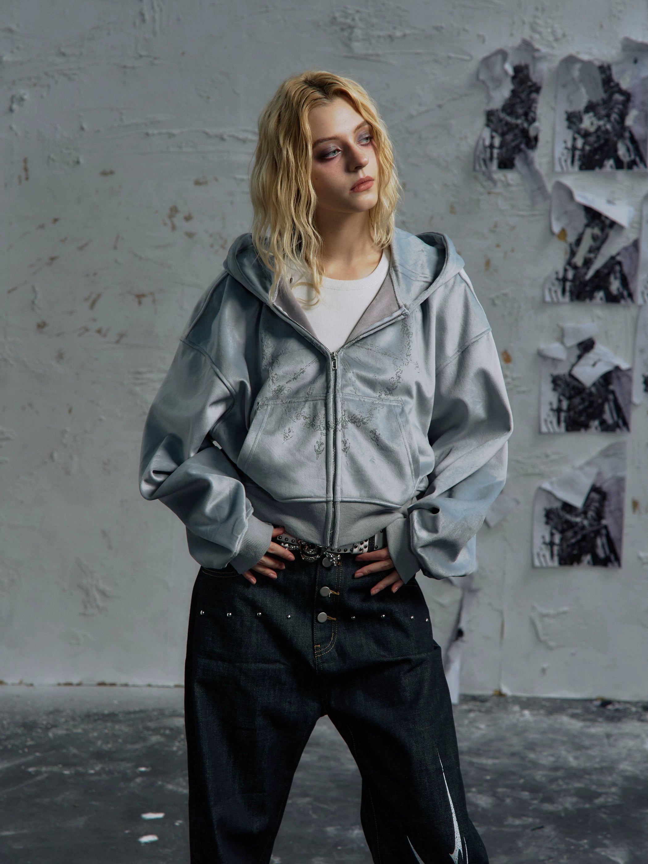 PAIKI Bright Wizard Hat Velvet Hooded Zip Sweater